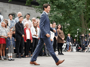 Justin Trudeau arrives to speak at Rideau Hall as the federal election kicks off, Sept. 11, 2019.
