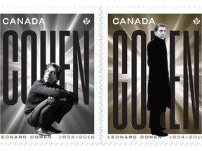 Canada Post stamps honouring Montreal legend Leonard Cohen were unveiled on Friday, Sept. 20, 2019.
