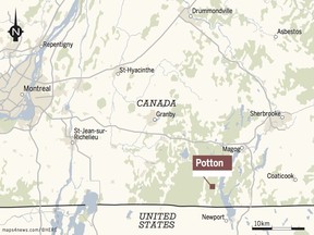 MAP: Location of Potton, Quebec