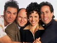 The Seinfeld cast, from left to right: ) Michael Richards as Cosmo Kramer, Jason Alexander as George Costanza, Julia Louis-Dreyfus as Elaine Benes, Jerry Seinfeld as Jerry Seinfeld.