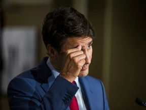 Federal Liberal leader Justin Trudeau, joined by MPs and Liberal candidates, makes an announcement Toronto Don Valley Hotel and Suites in Toronto, Ont. on Friday September 20, 2019. Ernest Doroszuk/Toronto Sun/Postmedia