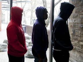 In a 2012 photo, McGill law students wear hoodies to raise awareness of racial profiling.