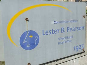 Lester B. Pearson School Board signage photographed in the summer of 2019.
