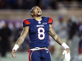 Alouettes quarterback Vernon Adams Jr. will be facing some adverse weather conditions when he faces the Blue Bombers on Saturday, Oct. 12, 2019, in snowy Winnipeg.