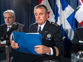 Montreal Police Chief Sylvain Caron spoke to the media in Montreal on Monday October 7, 2019 regarding plans to tackle racial profiling within the Montreal police force.