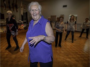 Lesley Charters Cotton practices her line dance moves.