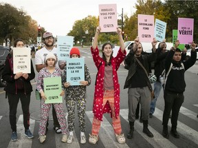 About 40 climate change activists  did not disrupt traffic during their 75-minute pyjama “pyjama swarm” Wednesday evening on Parc Ave.