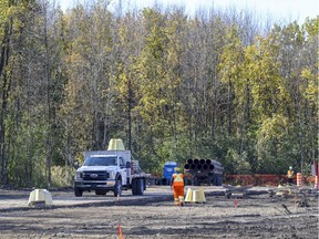 Ground is cleared for construction of the future REM light rail system on Chemin Ste-Marie near Morgan Rd. in Ste-Anne-de-Bellevue, Oct. 11, 2019.
