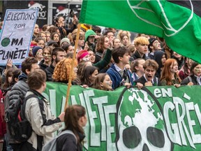 High school students resumed their Fridays for the Future marches for climate action in Montreal on Oct. 18, 2019.