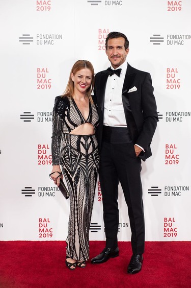 OOOOH LA LA! Nathalie Brown (in a little sumpin from La petite robe noir) and Francisco Randez, in tux luxe Sartorialto, were beyond red carpet scorching at the 2019 MAC Ball.