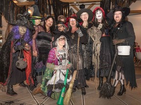 Participants in the inaugural, 2017 March of the Hudson Witches pose in their finery. Organizer Leanne-Marie Durocher kneels in the front row.