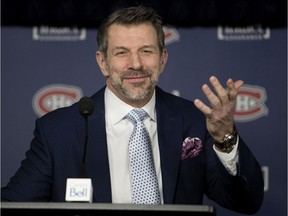 Canadiens general manager Marc Bergevin speaks to the media before a game against the Minnesota Wild in Montreal on Jan. 7, 2019.