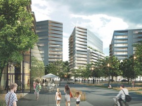 The North American Development Group has plans for a massive new residential development in the heart of Dorval’s commercial sector.