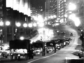 Troops roll into Montreal up University St. (now Robert-Bourassa) on Oct. 15, 1970, after a request from Premier Robert Bourassa.