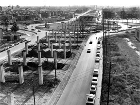 The Metropolitan Expressway, at St. Laurent and Crémazie boulevards, is seen under construction in a photo dated Oct. 25, 1958.