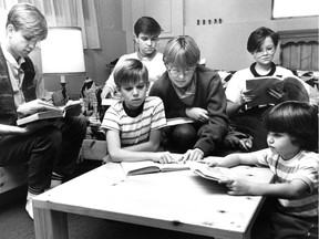 The Brett children (from left: Matthew, Martin, Andrew, Joanne, Catherine and Emma, ages six to 18), seen in a photo published in the Montreal Gazette on Nov. 5, 1983, were obliged to attend French schools after their arrival from England.