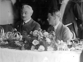 Prince Edward, the Prince of Wales (right) sits with Montreal Mayor Médéric Martin during the prince's visit to Montreal in the fall of 1919.