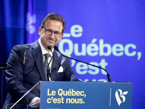 Bloc Québécois Leader Yves-François Blanchet addresses the crowd at Montreal's Le National theatre on Monday, October 21, 2019: “We are coming back from far, and we will go still further."