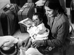 Mrs. Varu, with baby, were among the first to arrive in Canada in 1972 after Ugandan dictator Idi Amin expelled members of his country's South Asian minority. This photo was published on Nov. 9, 1972 with an article about the last planeload arriving.