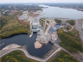 Aerial view of Hydro-Québec's Romaine 1 hydroelectric dam. The demand for power is increasing as we plug in more and more devices during peak use periods.