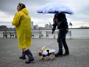 Here's a rainy-Halloween costume the whole family can get into.