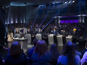 Federal leaders debate in front of a live audience during the Federal leaders debate in Gatineau, Que. on Monday, October 7, 2019.