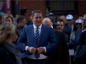 Conservative leader Andrew Scheer arrives to the French televised debate at TVA in Montreal, Quebec, Canada October 2, 2019.  REUTERS/Andrej Ivanov