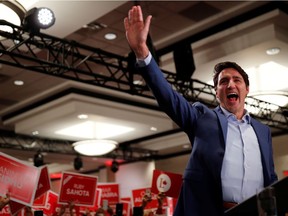 Liberal Leader Justin Trudeau attends a rally during an election campaign visit to Mississauga, Ont., on Saturday, Oct. 12, 2019. REUTERS/
