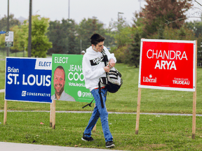 Election signs in Ottawa's Nepean riding. Since 1921 only twice has a party won a majority of the country without winning a majority in Ontario.
