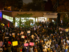 Transgender rights activists outside a Toronto Public Library branch where writer Meghan Murphy spoke at an event on Oct. 29, 2019.