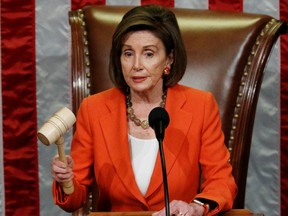 Speaker of the House Nancy Pelosi wields the gavel as she presides over the U.S. House of Representatives vote on a resolution that sets up the next steps in the impeachment inquiry of U.S. President Donald Trump on Capitol Hill in Washington, U.S., October 31, 2019.