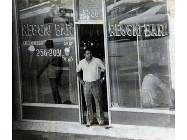 Montreal Mafia leader Paolo Violi in front of the Reggio bar on Jean-Talon St. E. in 1975