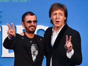 Paul McCartney and Ringo Starr attend a special screening of the film "The Beatles Eight Days A Week: The Touring Years" in London on Sept. 15, 2016.