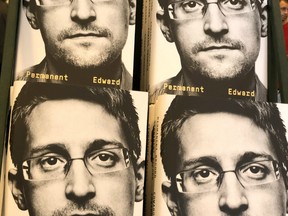 The newly released "Permanent Record" by Edward Snowden is displayed on a shelf at a Barnes and Noble bookstore on September 17, 2019 in Corte Madera, California.