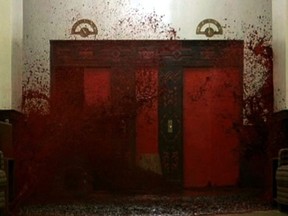 Blood floods a hallway in The Shining.