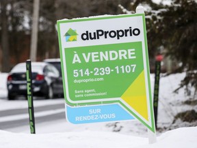 A for sale sign in the Lachine Borough of Montreal.