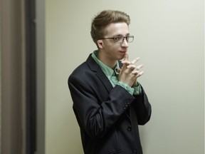 Jérémy Gabriel, now 22, is seen before addressing a news conference in Montreal in 2016.