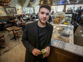 Café Olimpico owner Jonathan Vannelli in his Mile End café in Montreal on Tuesday, Oct. 29, 2019.  Vannelli is opening a third location of the famed coffee shop downtown.