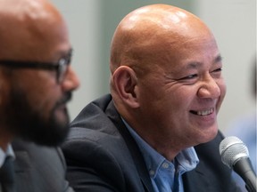 Montreal's office of public consultations heard from, left to right, Alain Babineau, CRARR adviser, and Fo Niemi, CRARR director, at its hearings into systemic racism and discrimination in Montreal.