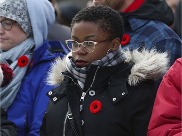 Marie-France is seen at Remembrance Day ceremony at Place du Canada in Montreal on Monday, Nov. 11, 2019.