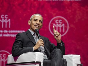 About 12,000 people were at the Bell Centre Thursday evening to listen to former U.S. president Barack Obama talk about such topics as youth, climate change, the economy, the state of online discourse or the state of democracy at large.