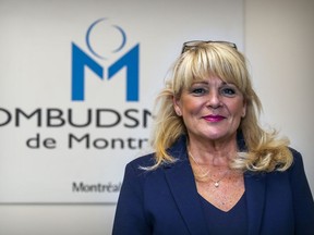 Montreal ombudsman Johanne Savard is seen in her office on Monday, Nov. 18, 2019.  She is retiring after 16 years in the post.