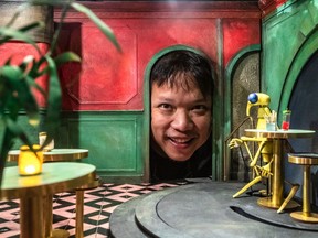 Eric San, aka Montreal DJ Kid Koala, literally in the set of his new multimedia puppet show musical, Kid Koala: The Storyville Mosquito.