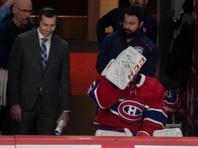 Canadiens goaltender Carey Price reacts after being benched during the second period Tuesday night after allowing 5 goals on 11 shots.