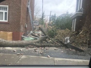 Storm damage Nov. 1, 2019 in Ville St-Pierre, sent in by reader Paula Malolepszy for Montreal Gazette use.