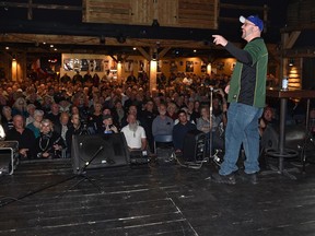 A packed house listens to Peter Downing, founder of Wexit Alberta, in Edmonton on November 2, 2019.