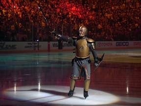 The Golden Knight performs before a playoff game in 2018. Vegas's NHL team has captured the imagination of its fans from Day 1.