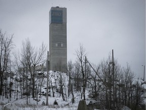 The old Jeffrey mine tower shaft in Asbestos.