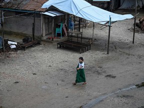 This photo taken on October 3, 2019 shows the Kyauktalone refugee camp in Kyaukphyu, Rakhine state, Bangladesh.