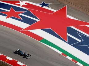Lewis Hamilton steers his Mercedes during Friday practice at the Circuit of the Americas in Austin, Tex.